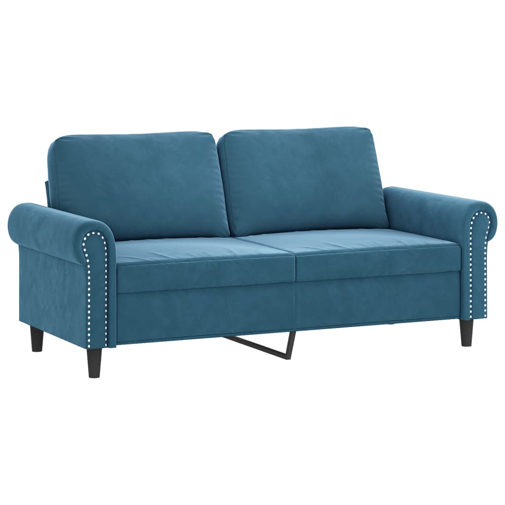 vidaXL 2-dijelni set sofa s jastucima plavi baršunasti