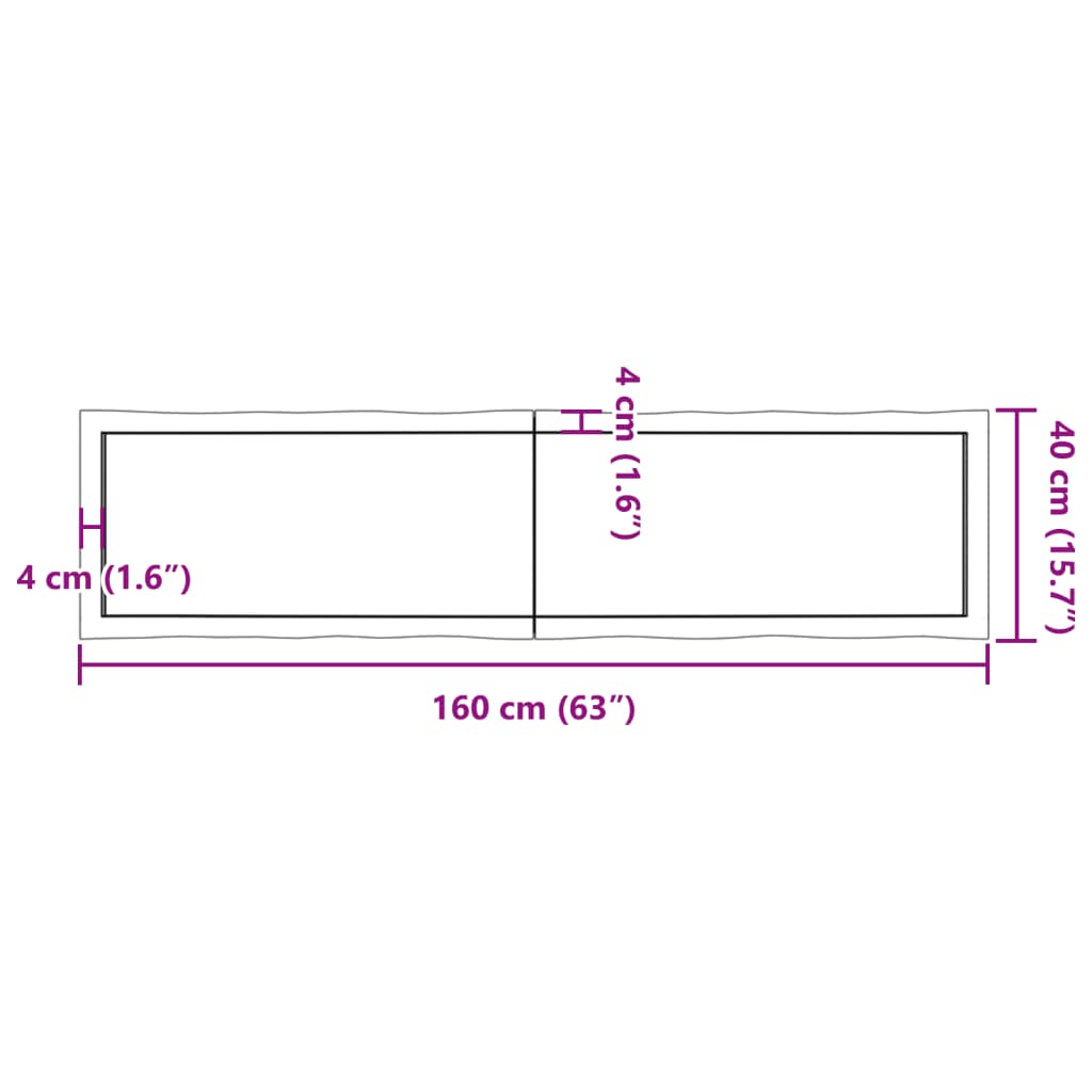 vidaXL Stolna ploča 160x40x(2-4) cm od hrastovine sa živim rubom