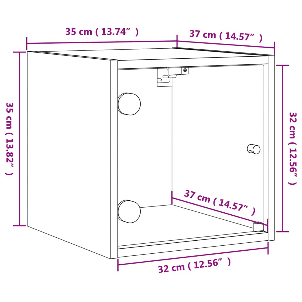 vidaXL Noćni ormarići staklena vrata 2 kom boja hrasta 35x37x35 cm