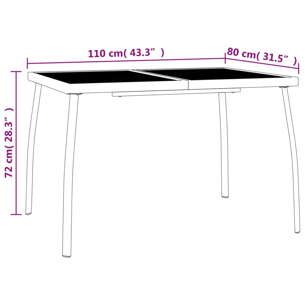 vidaXL Vrtni stol antracit 110x80x72 cm od čelične mreže