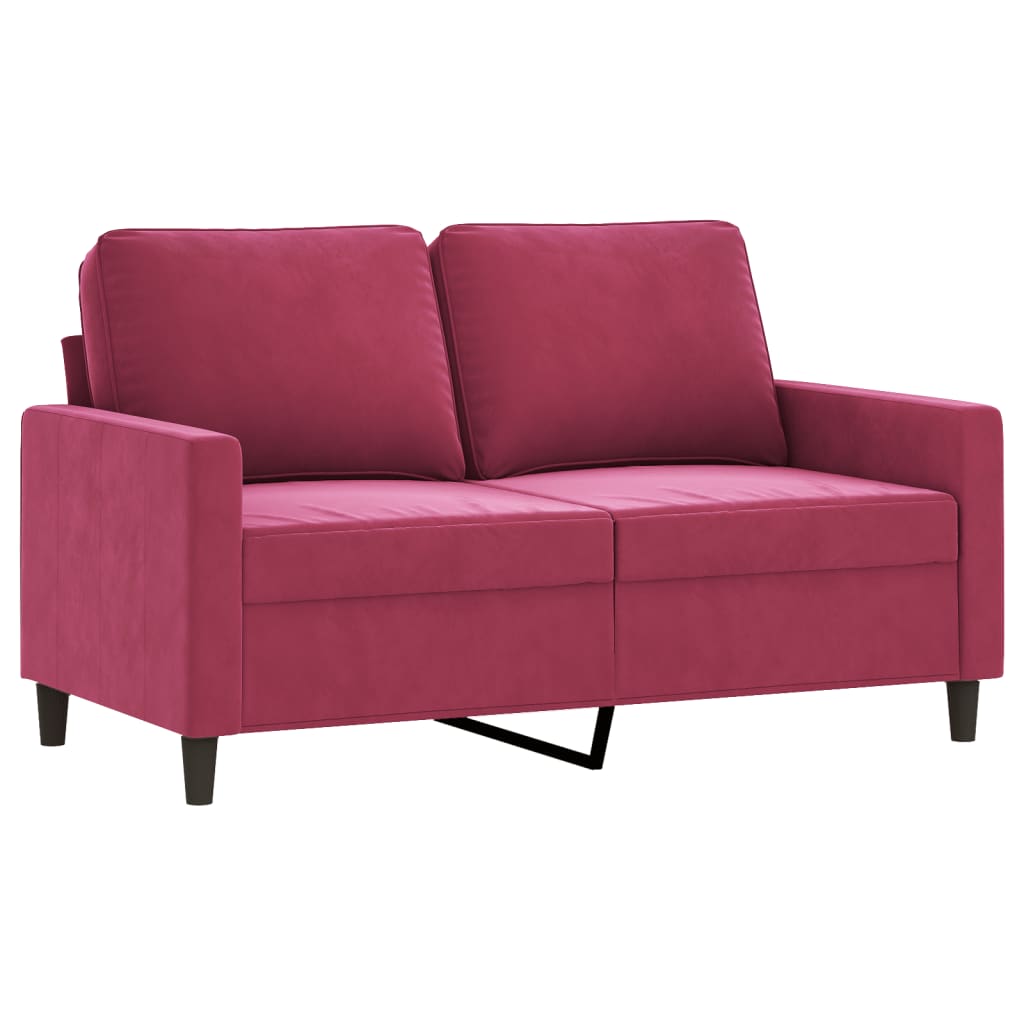 vidaXL 4-dijelni set sofa s jastucima crvena boja vina baršunasti