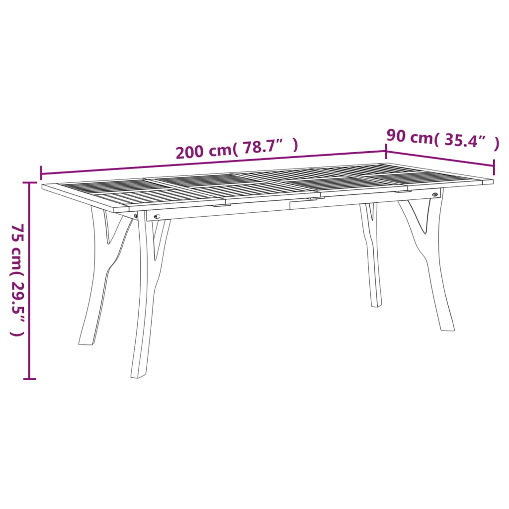 vidaXL Vrtni stol 200 x 90 x 75 cm od masivnog bagremovog drva