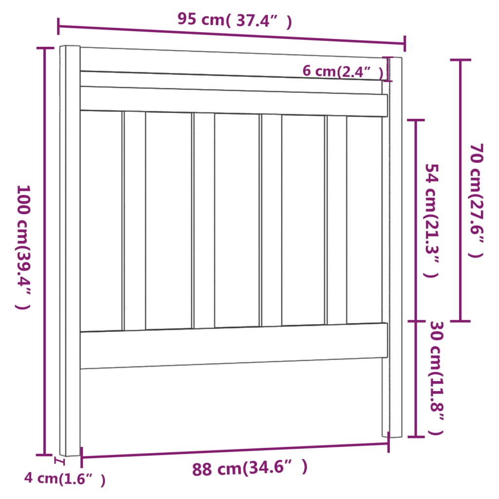 vidaXL Uzglavlje za krevet bijelo 95 x 4 x 100 cm od masivne borovine