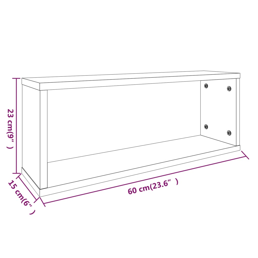 vidaXL Kockaste zidne police 2 kom hrast sonoma 60 x 15 x 23 cm drvene