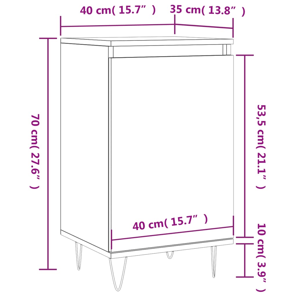 vidaXL Komoda boja smeđeg hrasta 40 x 35 x 70 cm od konstruiranog drva