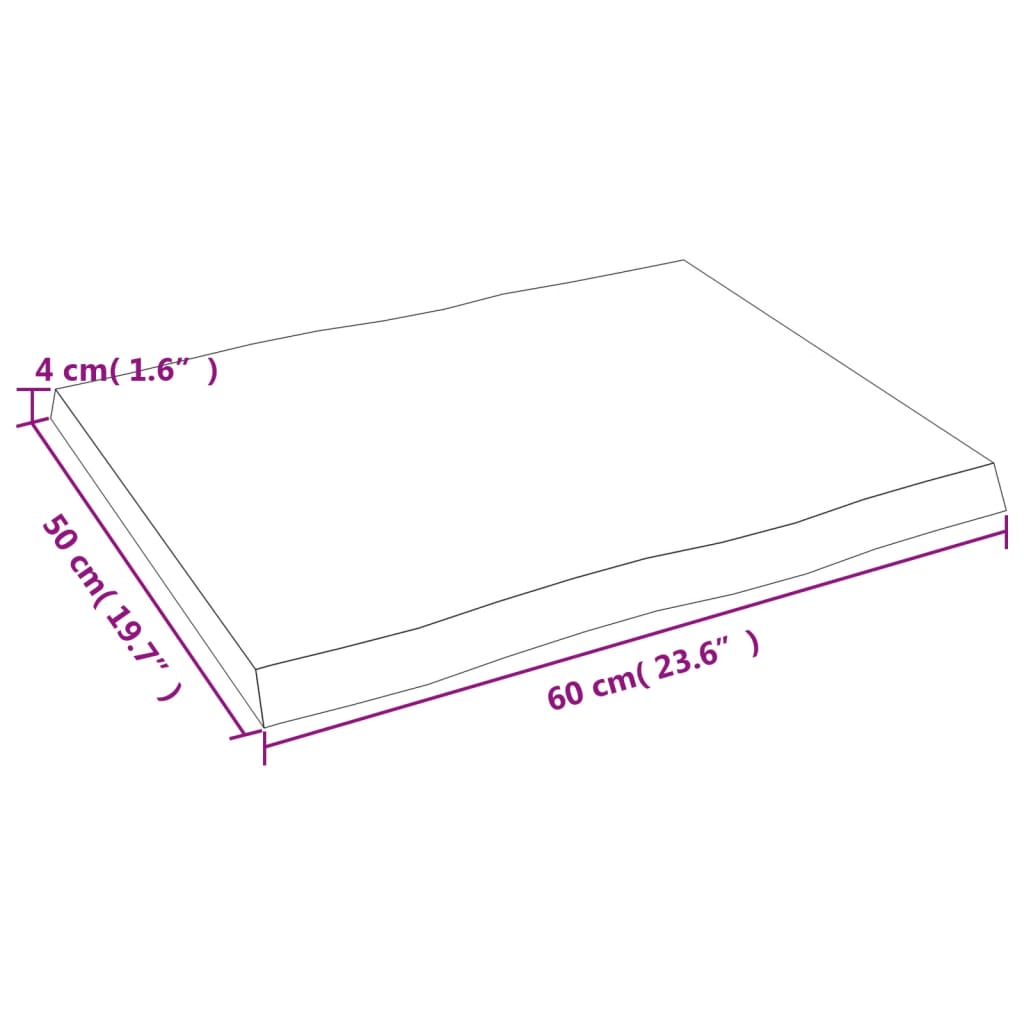 vidaXL Stolna ploča tamnosmeđa 60x50x(2-4) cm obrađena hrastovina