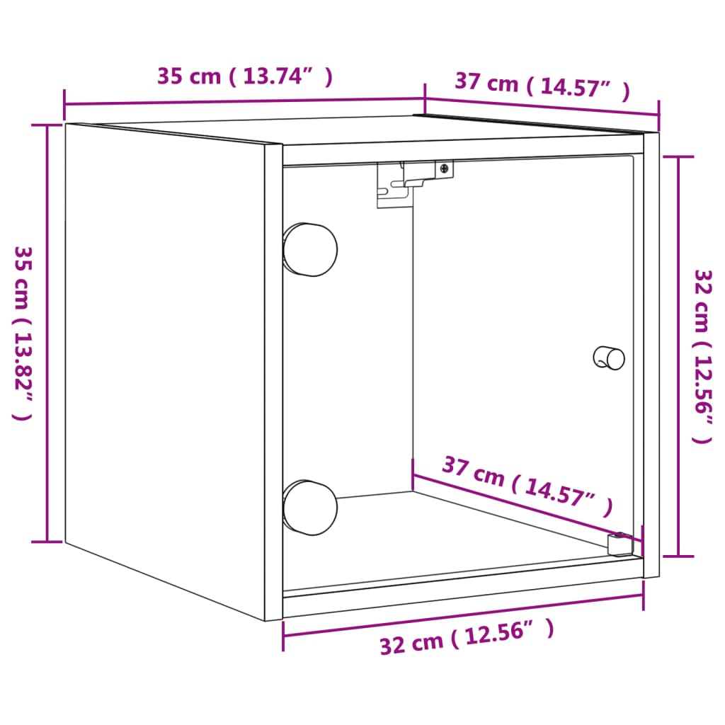 vidaXL Noćni ormarić sa staklenim vratima boja hrasta 35 x 37 x 35 cm