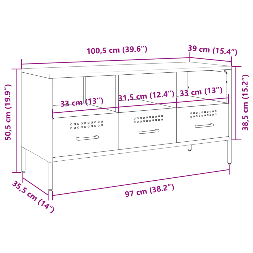 vidaXL TV ormarić maslinastozeleni 100,5x39x50,5cm hladnovaljani čelik