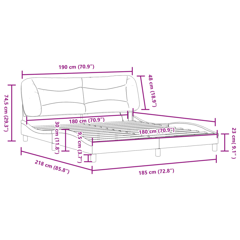 vidaXL Okvir kreveta s LED svjetlima svjetlosivi 180x200 cm od tkanine