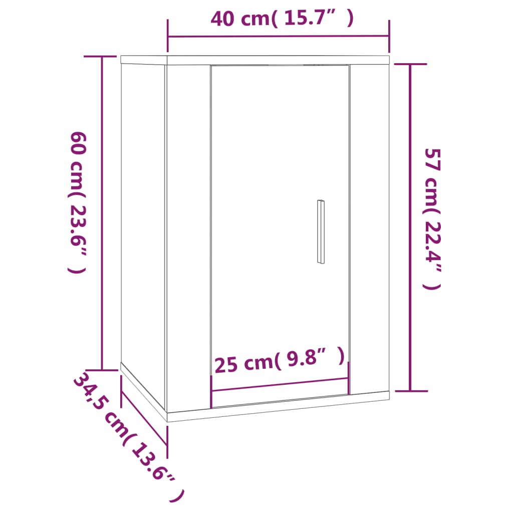 vidaXL Zidni TV ormarići 2 kom boja hrasta sonome 40 x 34,5 x 60 cm