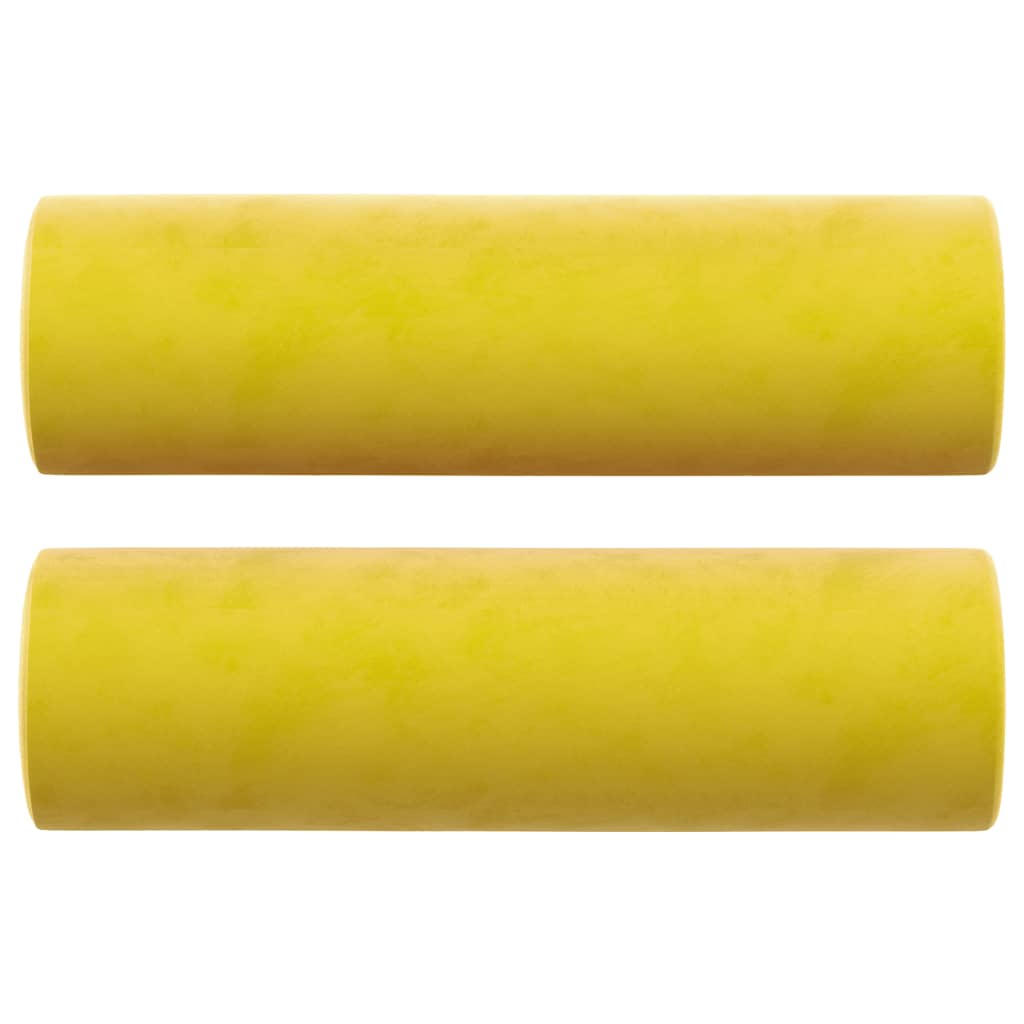 vidaXL Trosjed s ukrasnim jastucima žuti 180 cm baršunasti