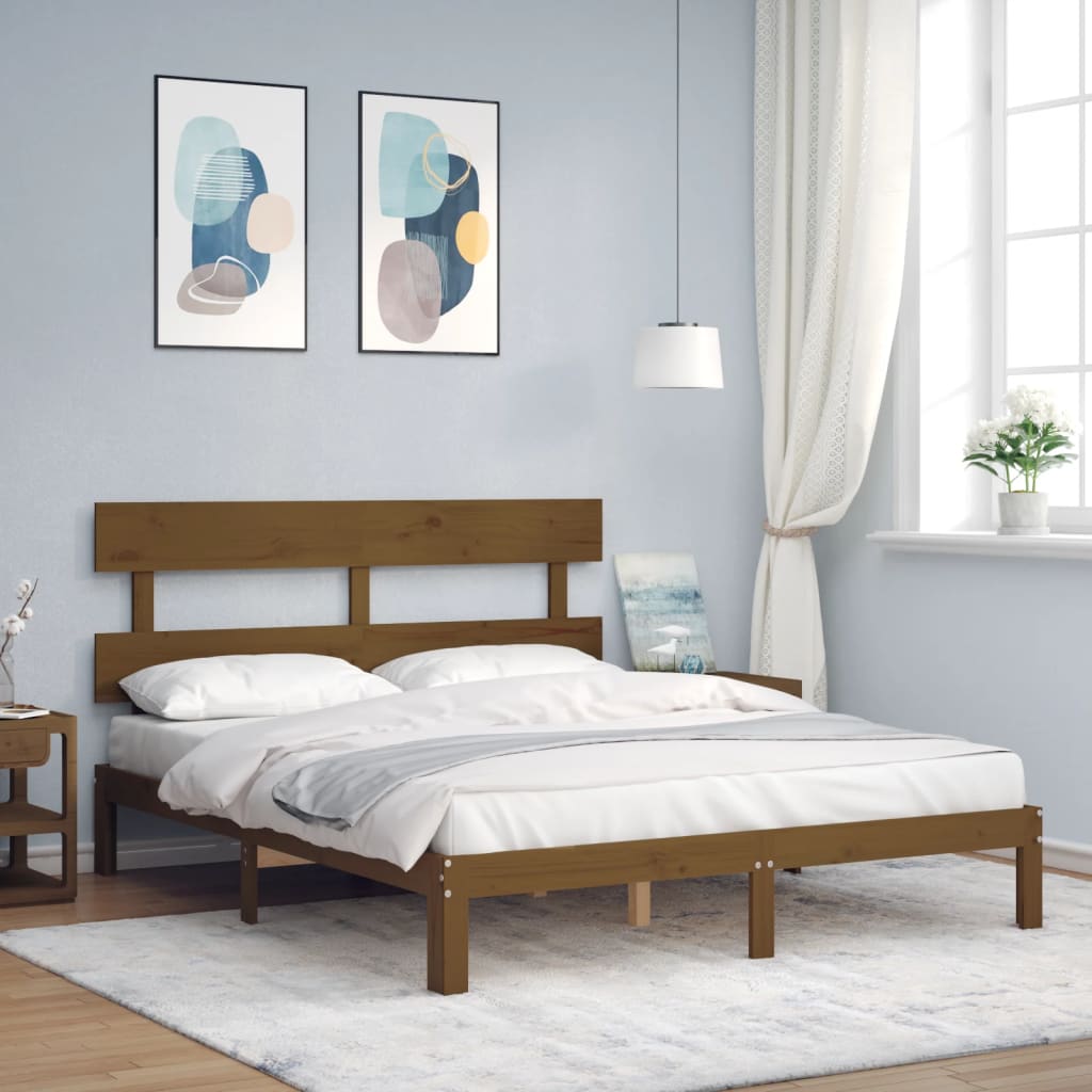 vidaXL Okvir kreveta s uzglavljem boja meda 160 x 200 cm masivno drvo