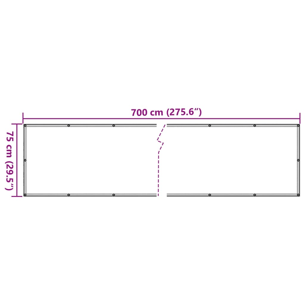 vidaXL Balkonski zaslon za privatnost sivi 700 x 75 cm PVC