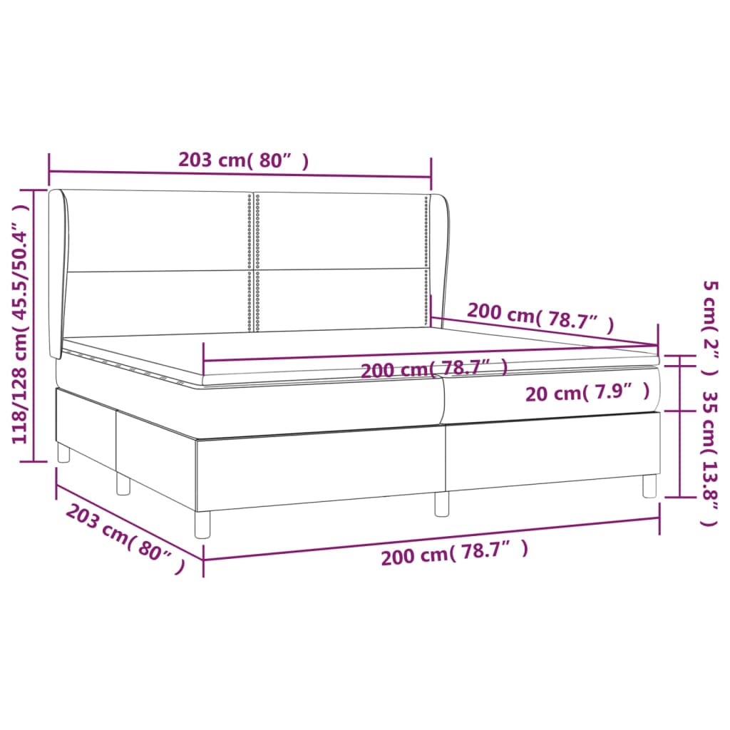 vidaXL Krevet s oprugama i madracem svjetlosivi 200x200 cm baršunasti