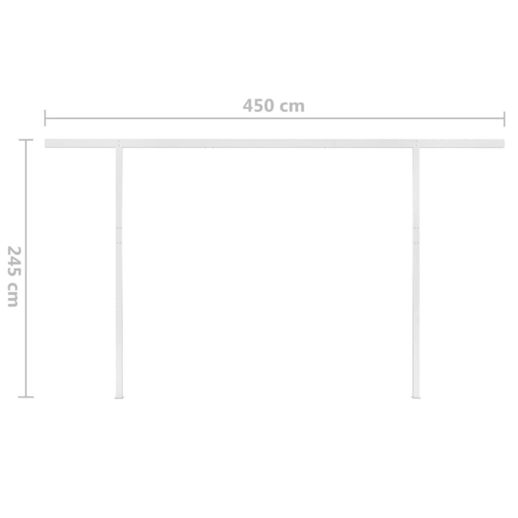 vidaXL Tenda na ručno uvlačenje sa stupovima 4,5 x 3,5 m žuto-bijela