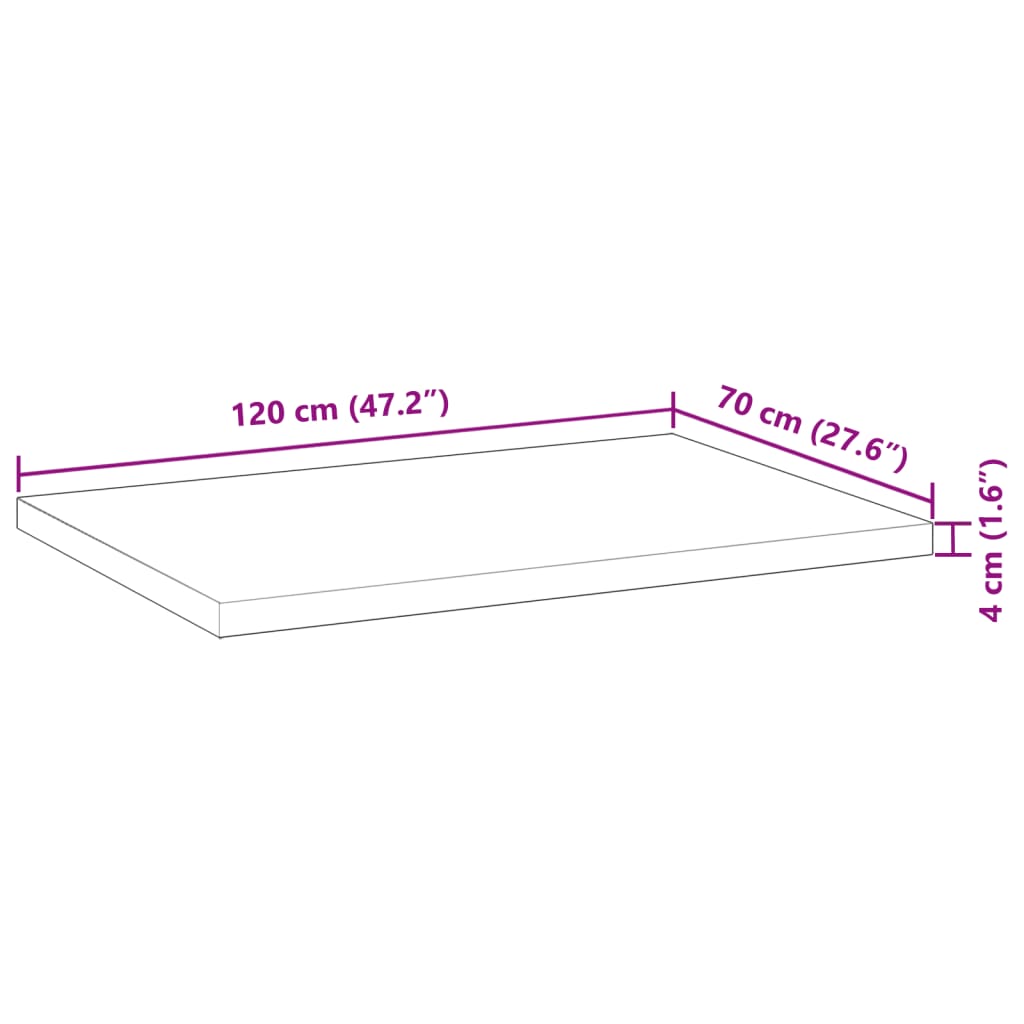 vidaXL Ploča za radni stol neobrađena 120x70x4 cm od bagremovog drva