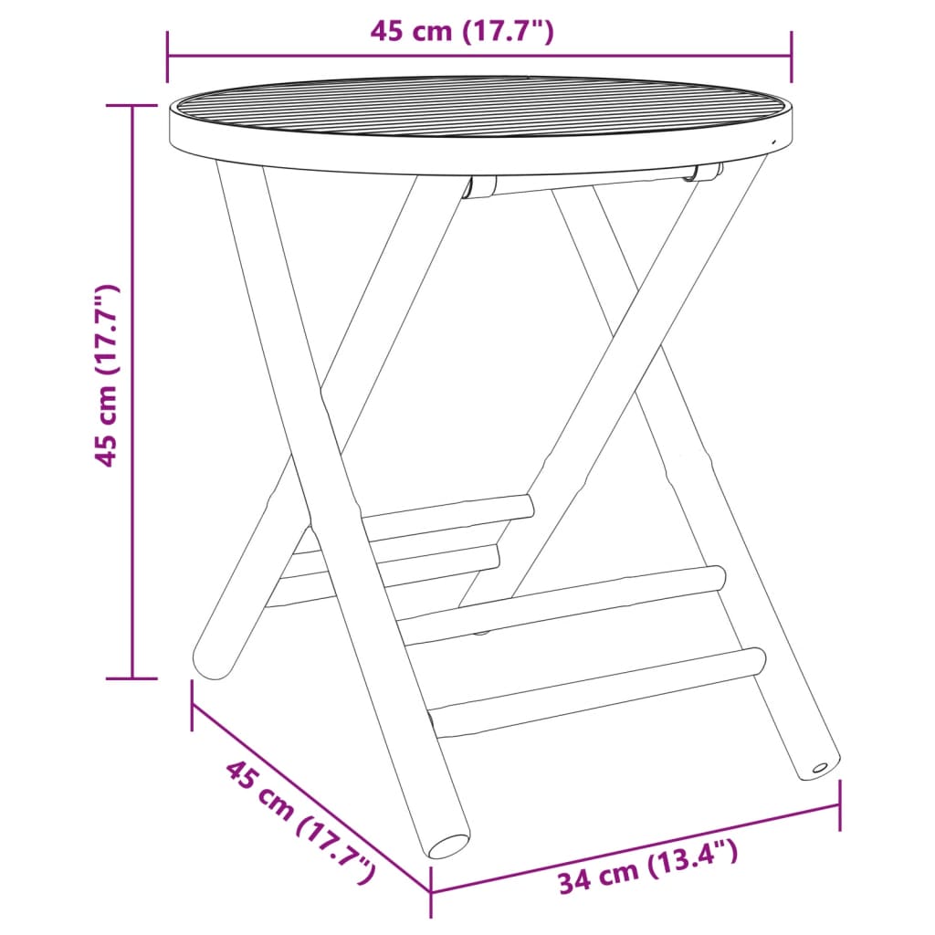 vidaXL 3-dijelni sklopivi bistro set s tamnosivim jastucima bambus