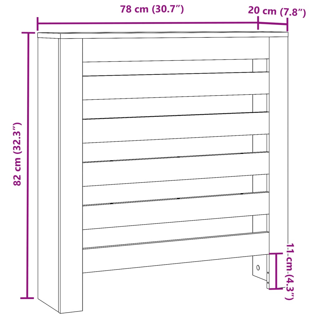 vidaXL Pokrov za radijator hrasta sonome 78x20x82 cm konstruirano drvo