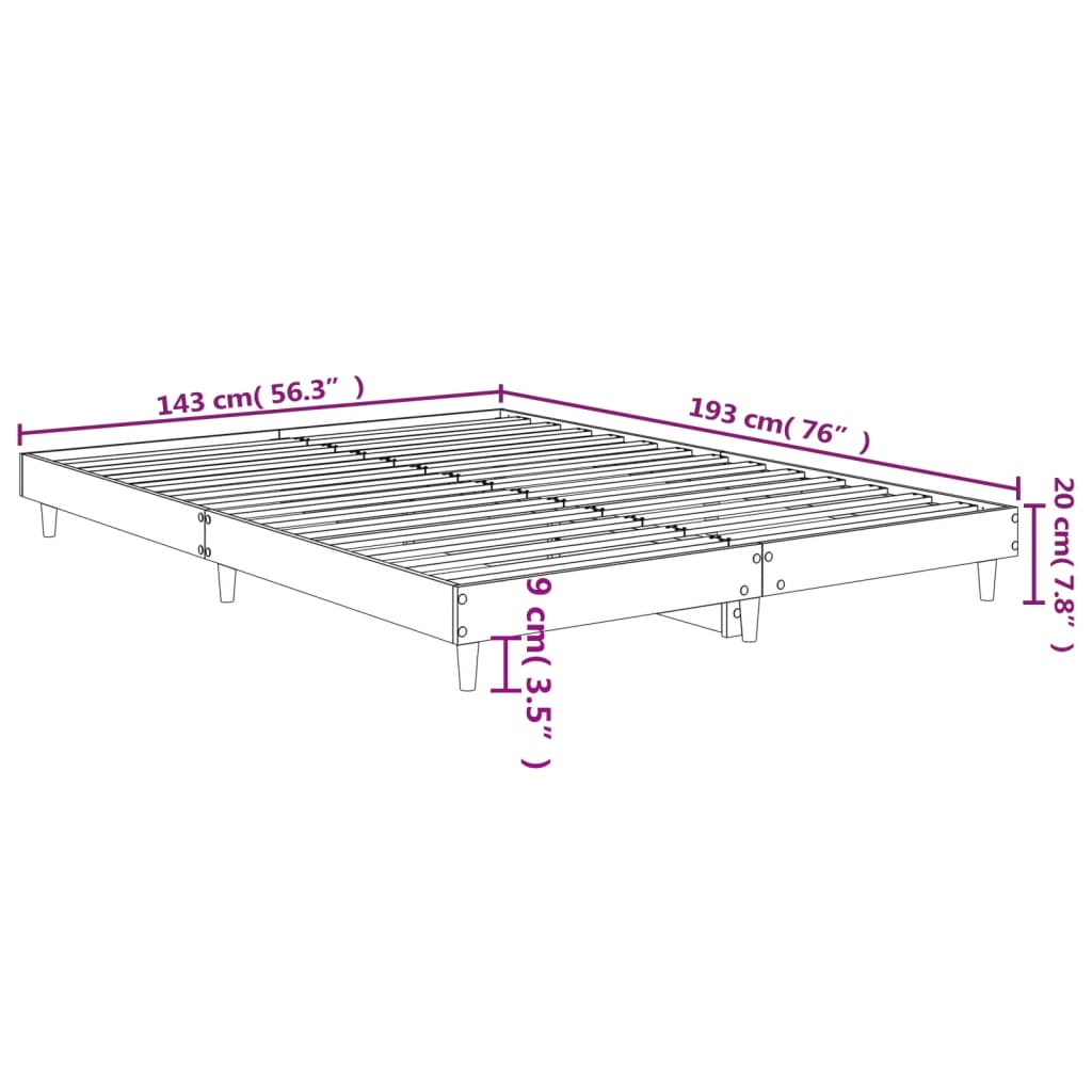 vidaXL Okvir za krevet bijela 140x190 cm konstruirano drvo