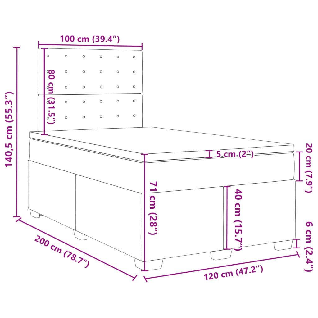 vidaXL Box spring krevet s madracem tamnozeleni 120x200 cm baršunasti