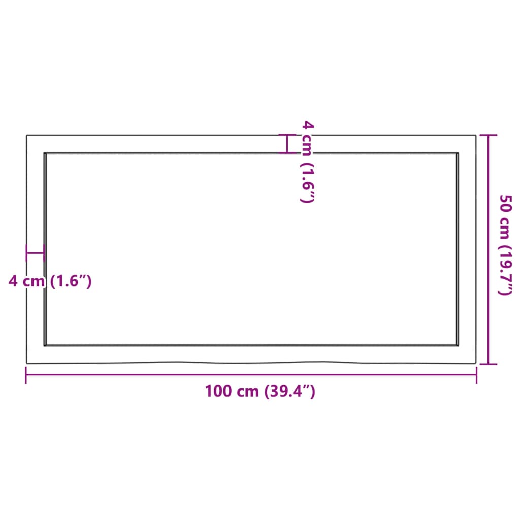 vidaXL Kupaonska radna ploča svjetlosmeđa 100x50x(2-4) cm masivno drvo