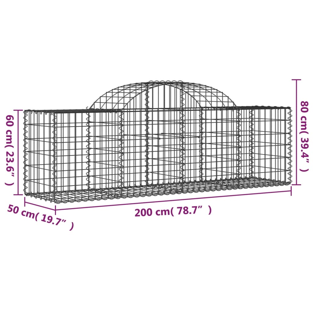 vidaXL Lučne gabionske košare 25 kom 200x50x60/80 cm pocinčano željezo