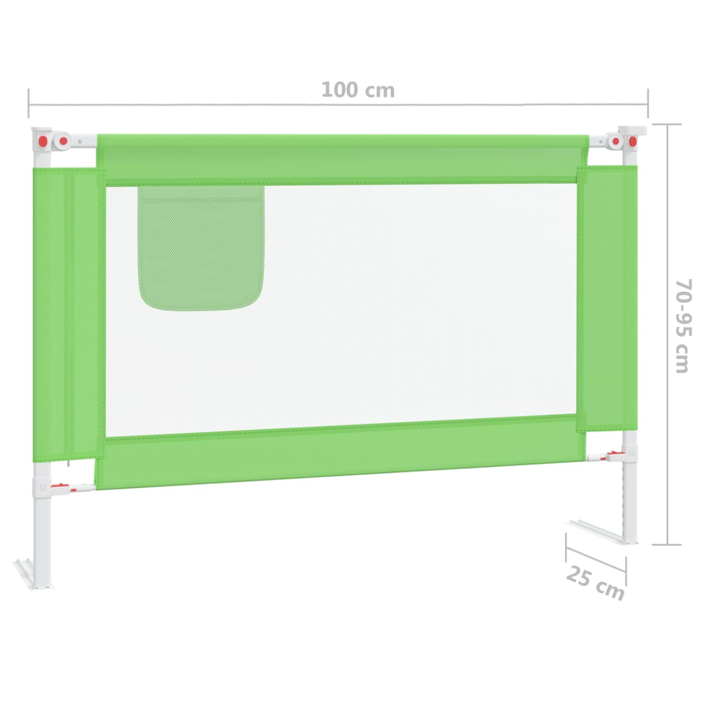 vidaXL Sigurnosna ograda za dječji krevet zelena 100 x 25 cm tkanina