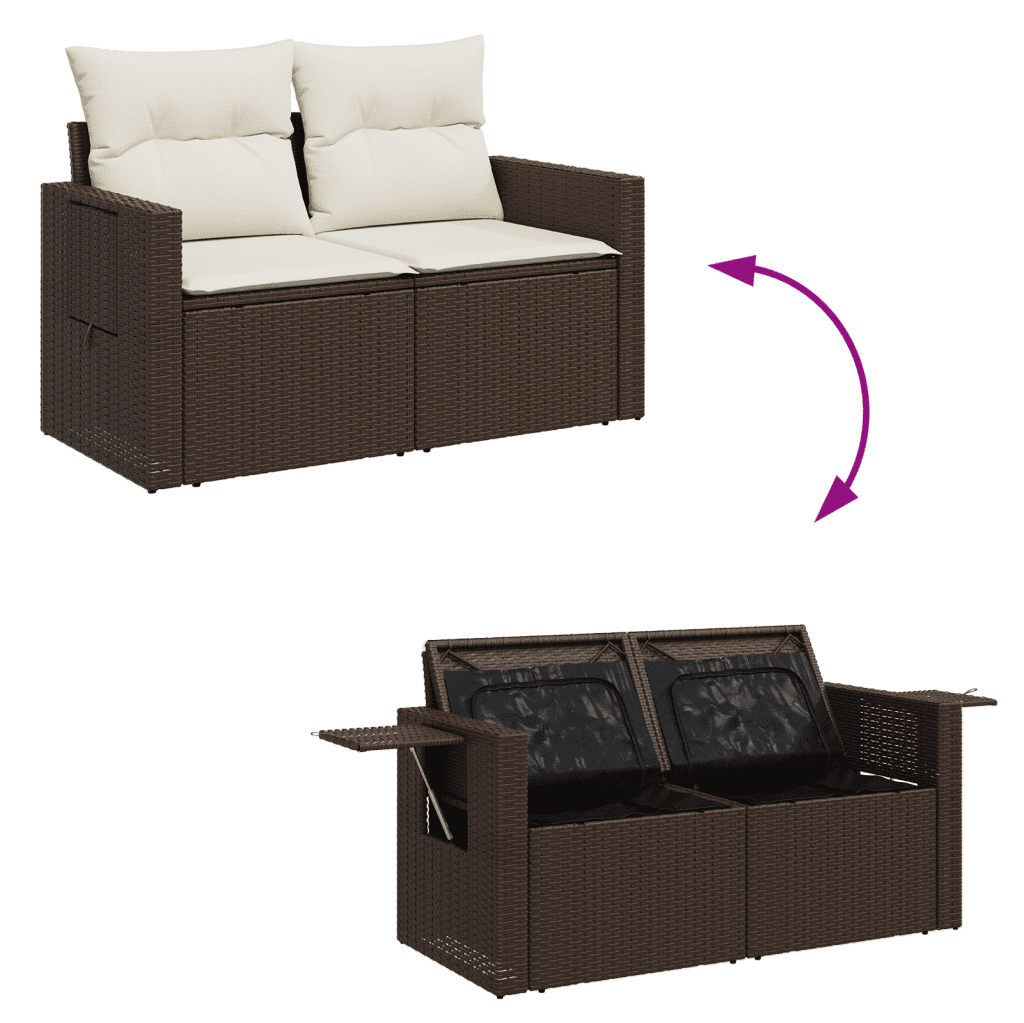 vidaXL 5-dijelni set vrtnih sofa s jastucima poliratan smeđi