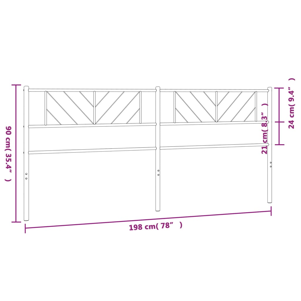 vidaXL Metalno uzglavlje bijelo 193 cm