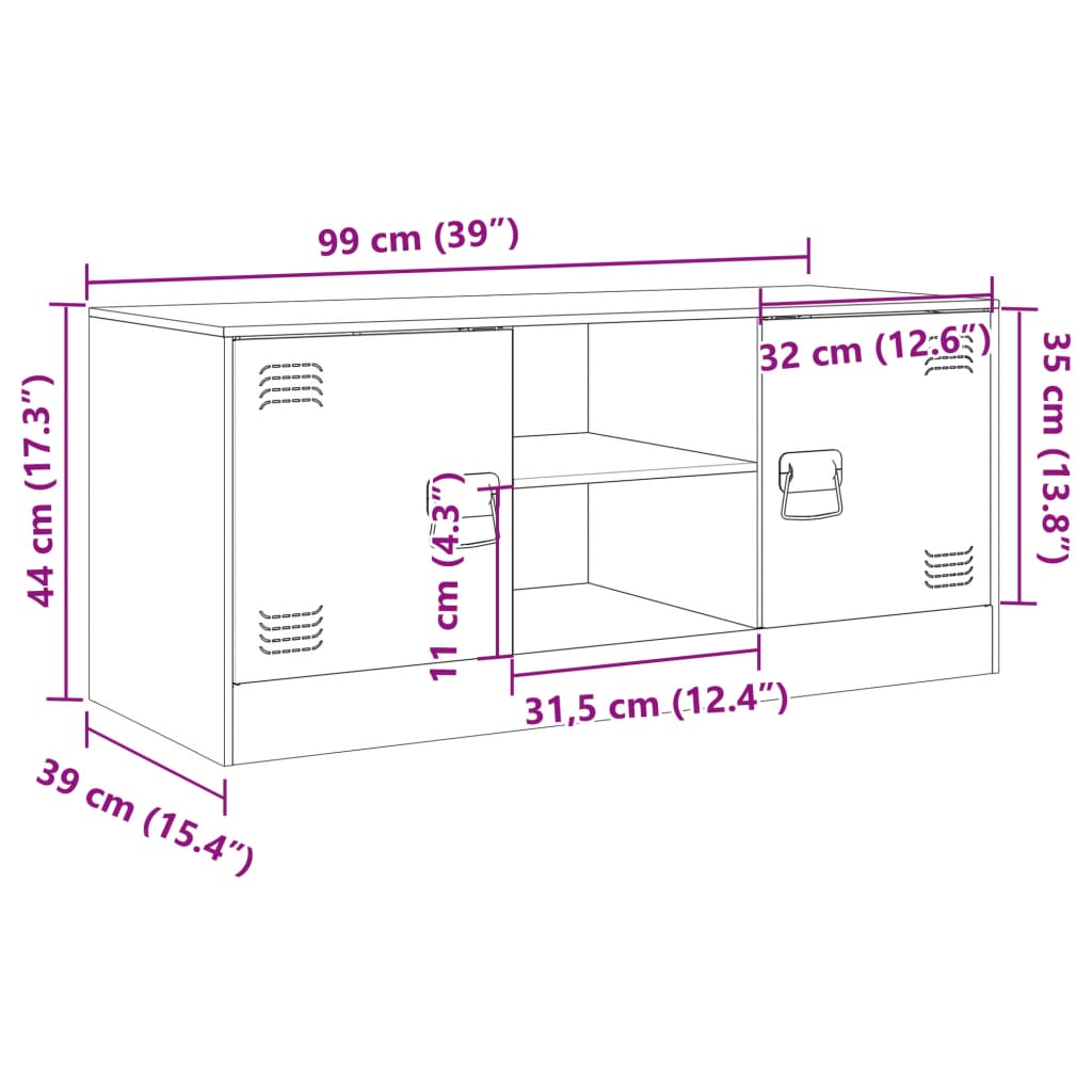 vidaXL TV ormarić maslinasti 99 x 39 x 44 cm čelični