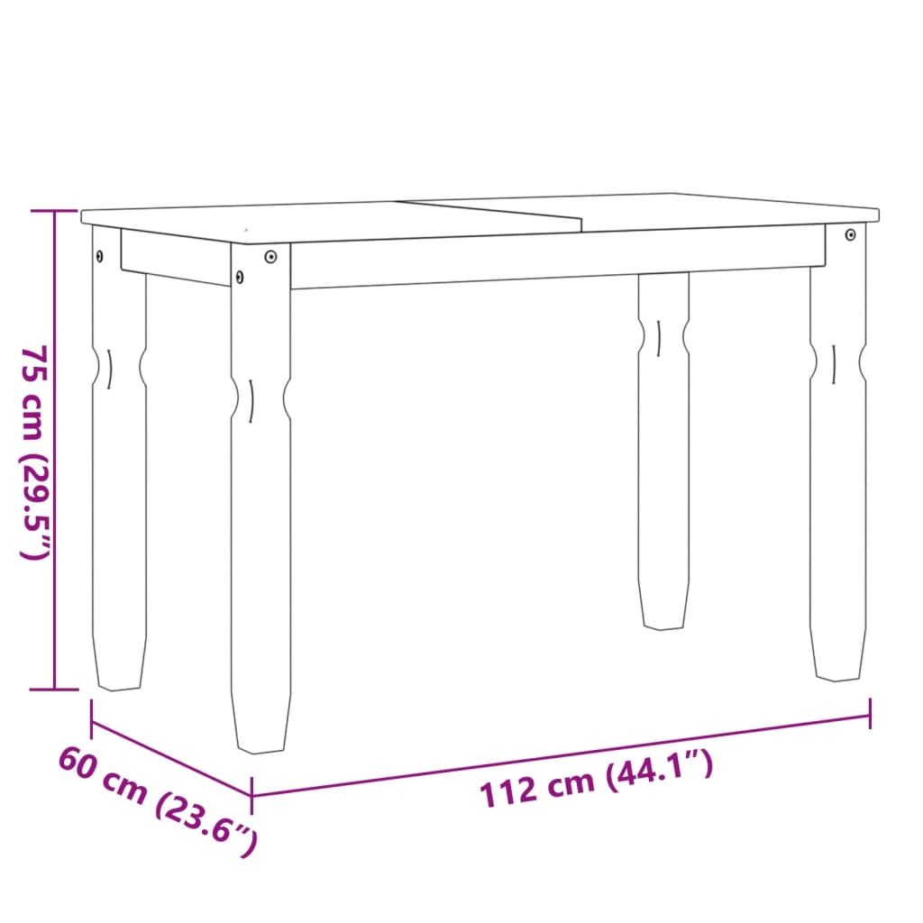 vidaXL Blagovaonski stol Corona bijeli 112x60x75cm od masivne borovine