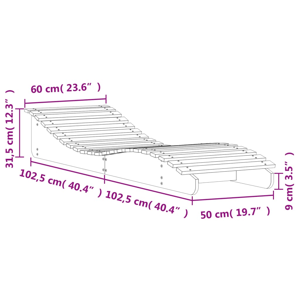 vidaXL Ležaljke za sunčanje 2 kom 205 x 60 x 31,5 cm masivna borovina