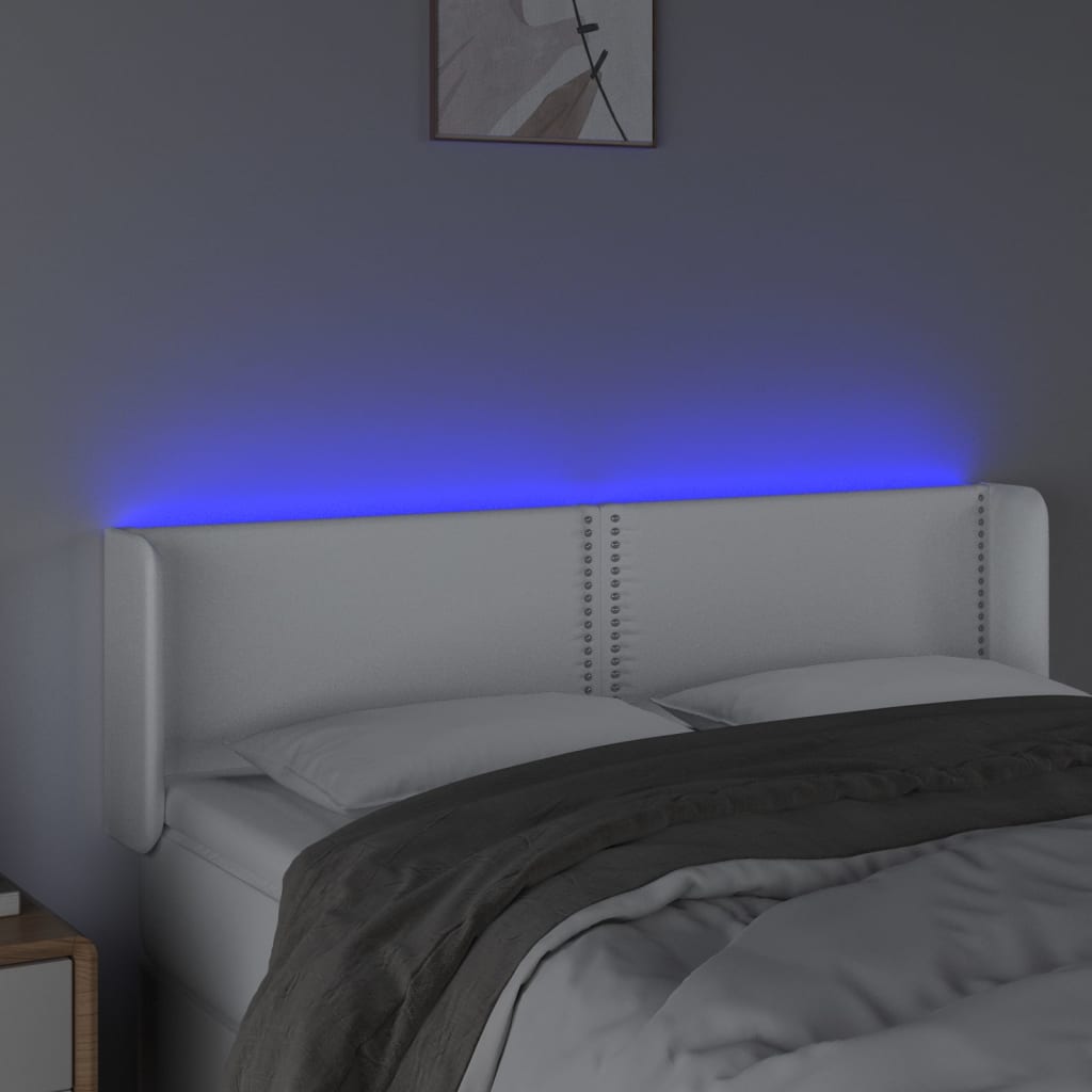 vidaXL LED uzglavlje bijelo 147x16x78/88 cm od umjetne kože