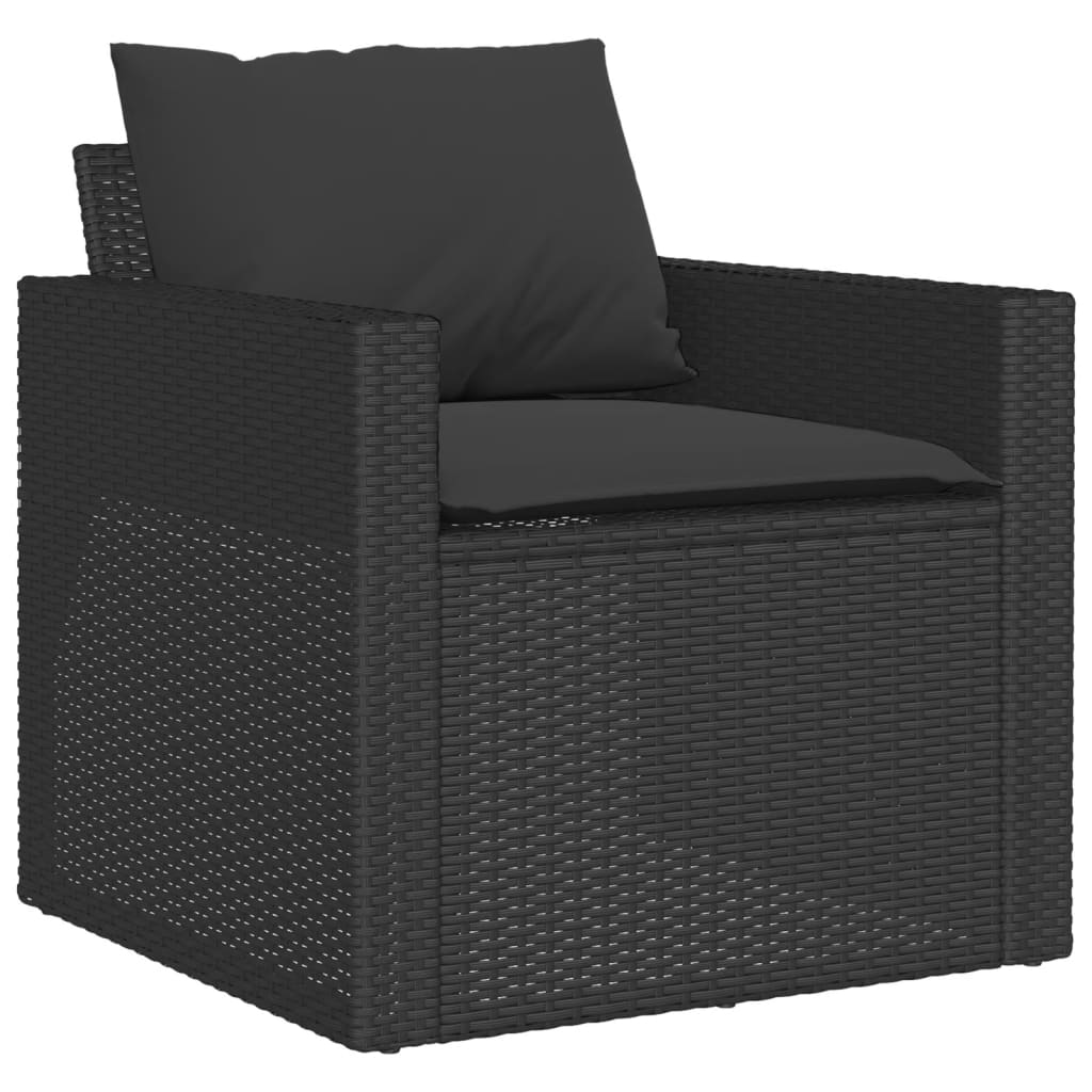 vidaXL 4-dijelni set vrtnih sofa od poliratana s jastucima crni