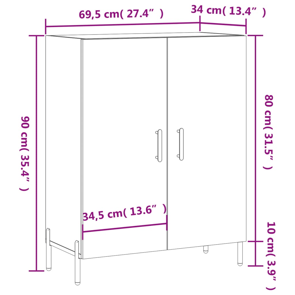 vidaXL Komoda boja dimljenog hrasta 69,5x34x90 cm konstruirano drvo