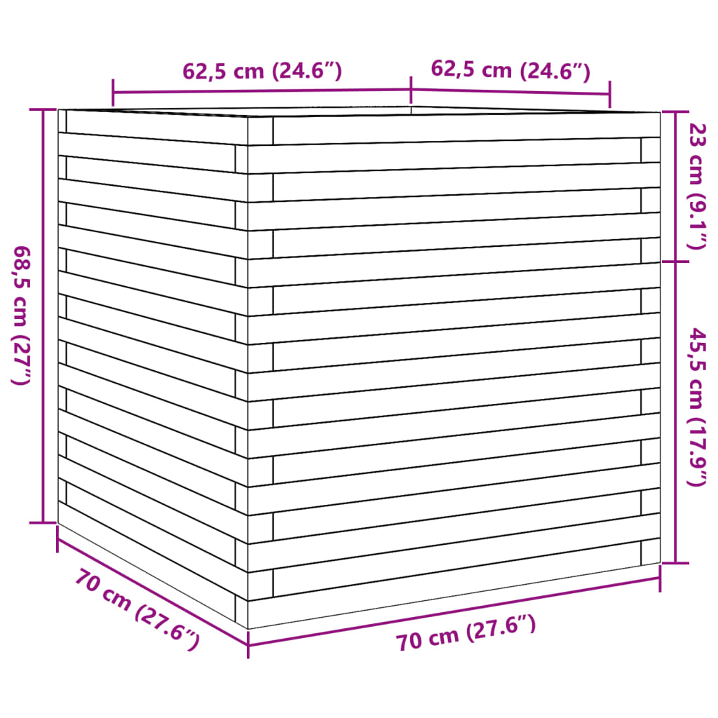 vidaXL Vrtna sadilica 70x70x68,5 cm od impregnirane borovine