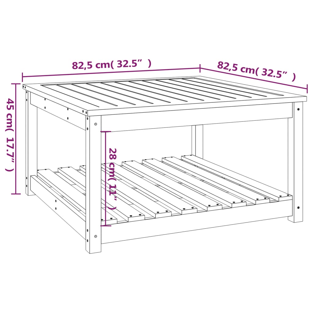 vidaXL Vrtni stol bijeli 82,5 x 82,5 x 45 cm od masivne borovine