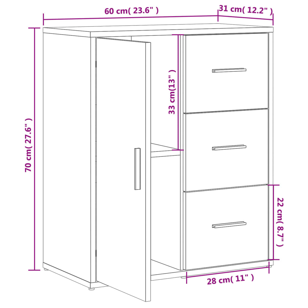 vidaXL Komoda 2 kom siva boja hrasta 60x31x70cm od konstruiranog drva