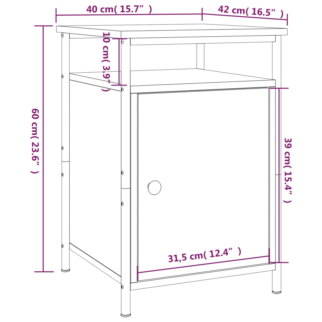 vidaXL Noćni ormarići 2 kom dimljeni hrast 40x42x60 cm drveni