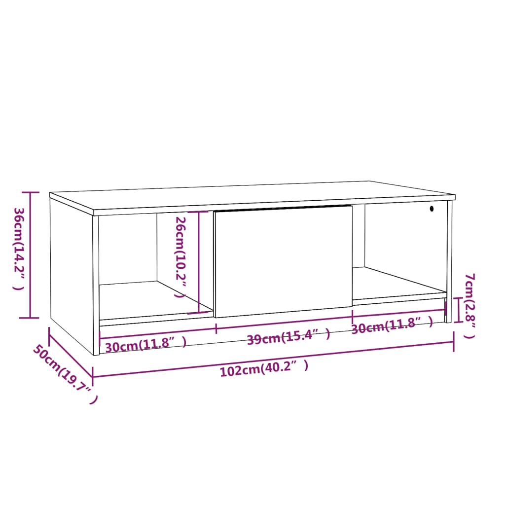 vidaXL Stolić za kavu boja hrasta 102x50x36 cm konstruirano drvo