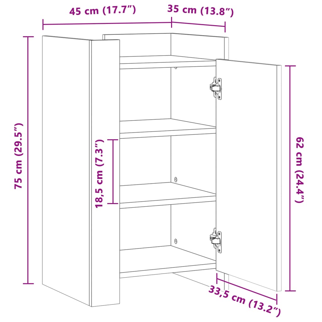 vidaXL Komoda bijela 45x35x75 cm od konstruiranog drva