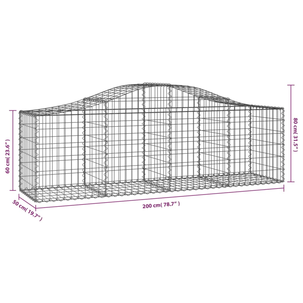 vidaXL Lučne gabionske košare 30 kom 200x50x60/80 cm pocinčano željezo