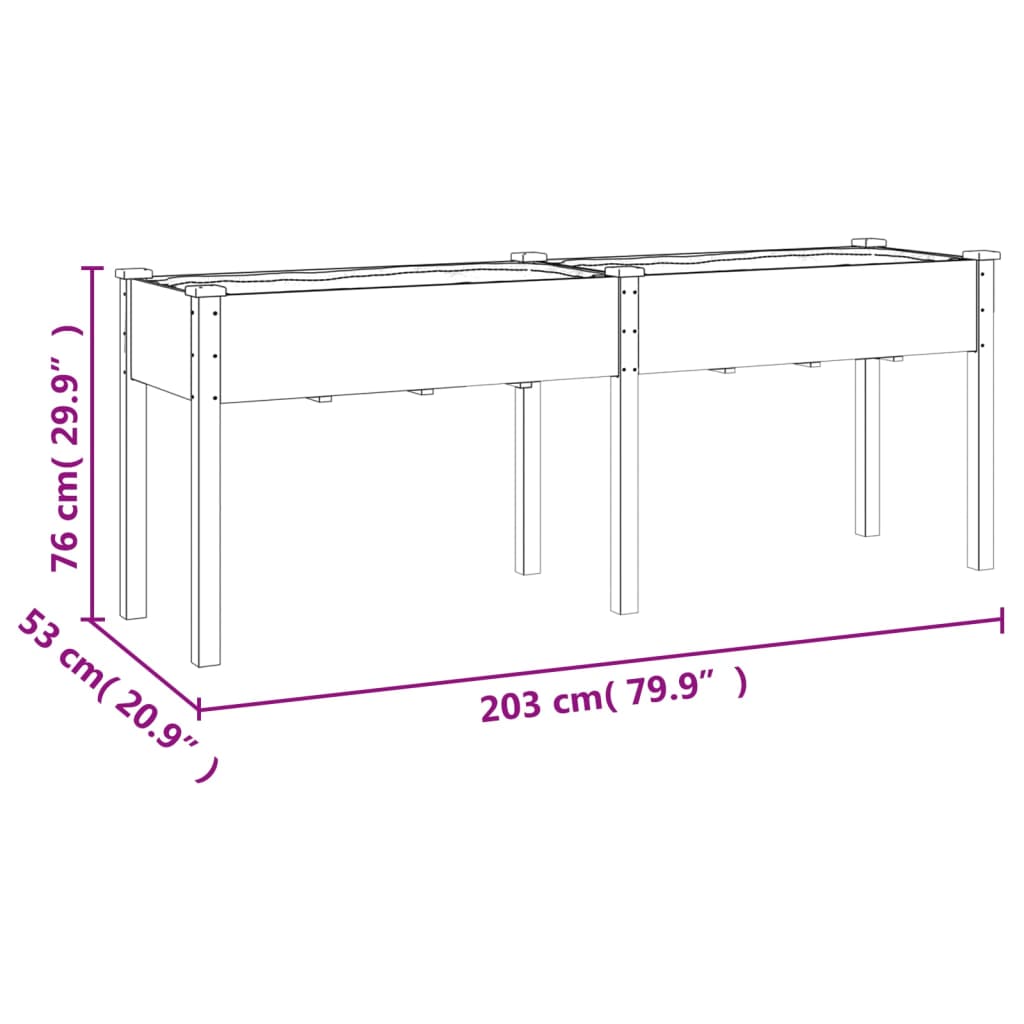 vidaXL Sadilica s oblogom 203 x 53 x 76 cm od masivne jelovine