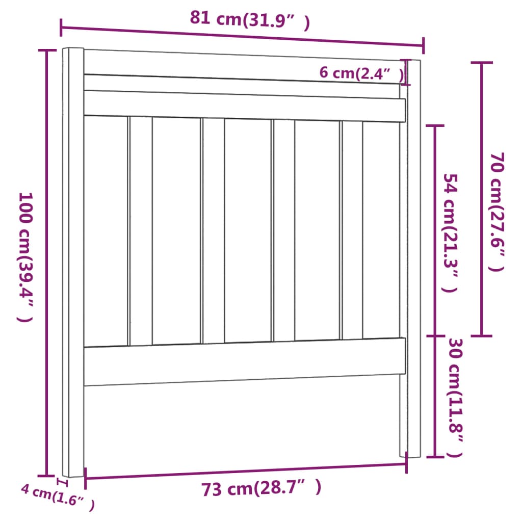 vidaXL Uzglavlje za krevet 81 x 4 x 100 cm od masivne borovine