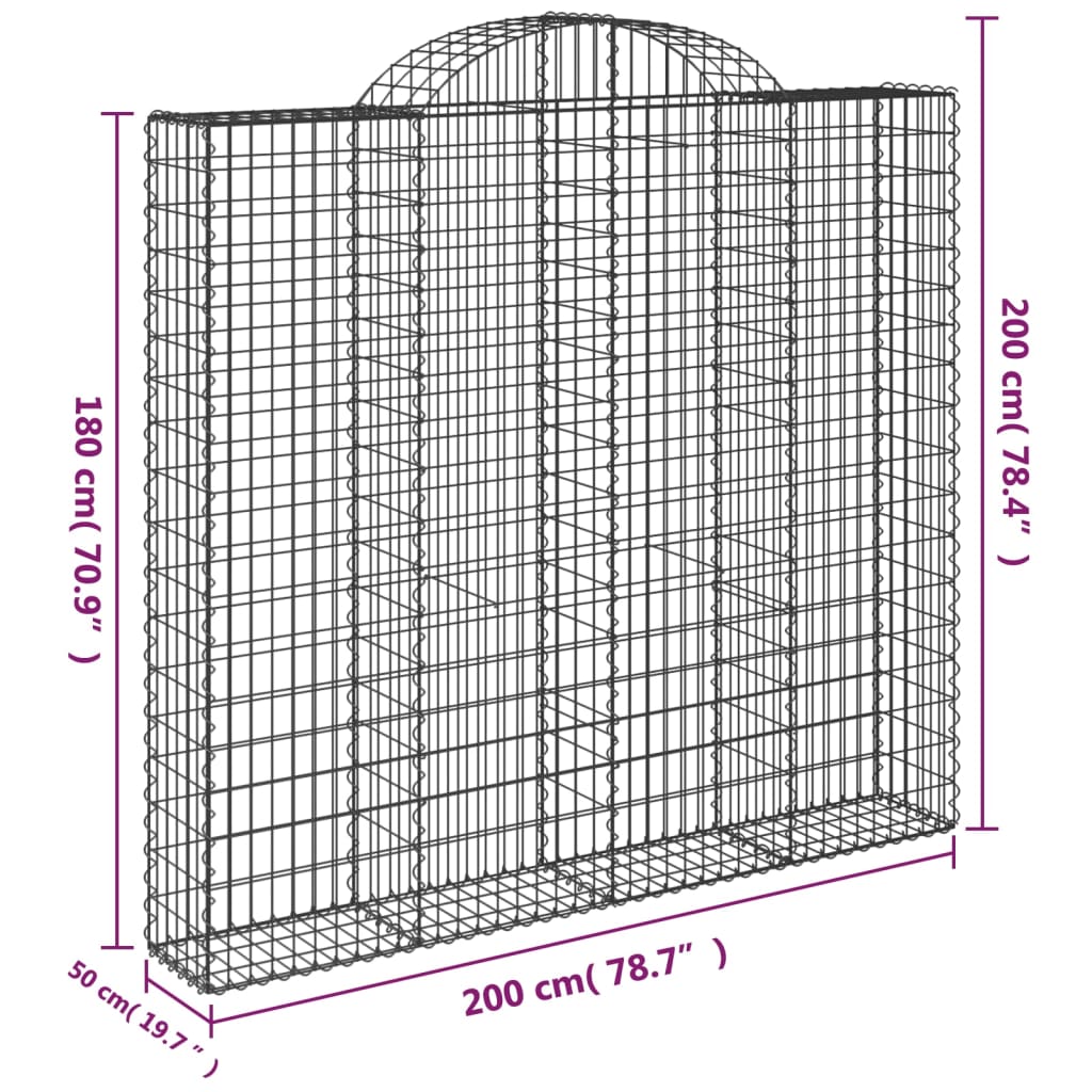 vidaXL Lučne gabionske košare 2 kom 200x50x180/200cm pocinčano željezo