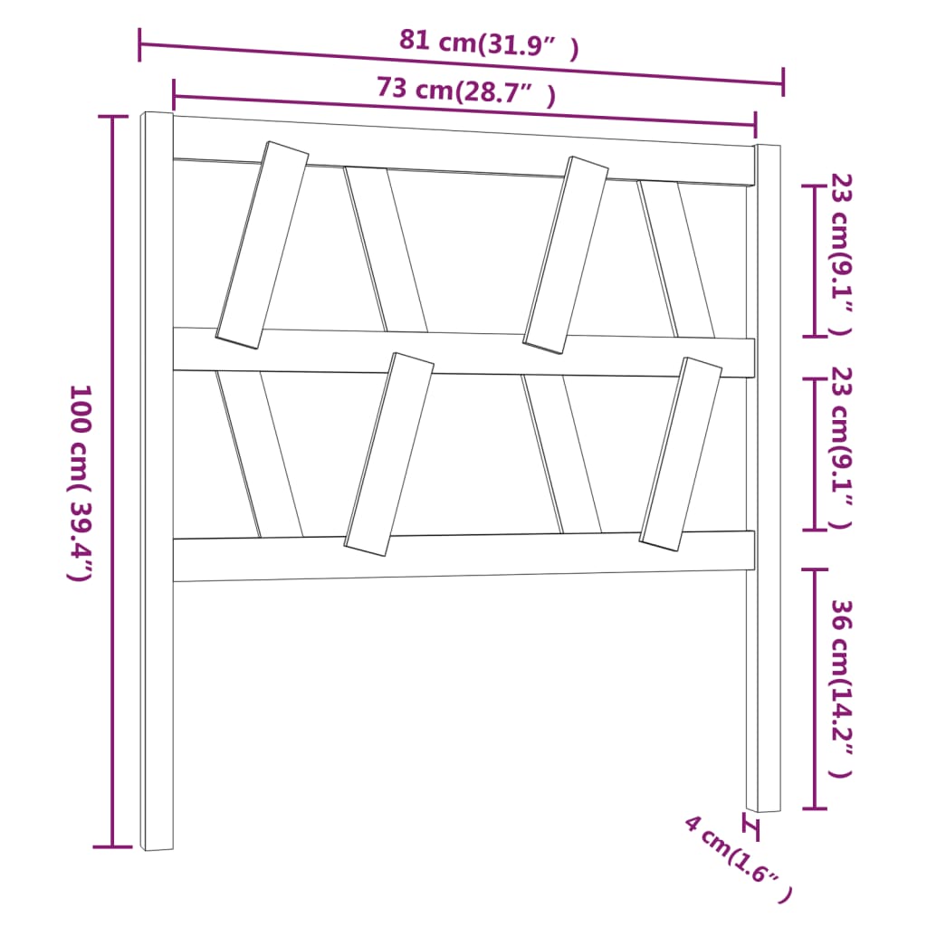 vidaXL Uzglavlje za krevet boja meda 81 x 4 x 100 cm masivna borovina