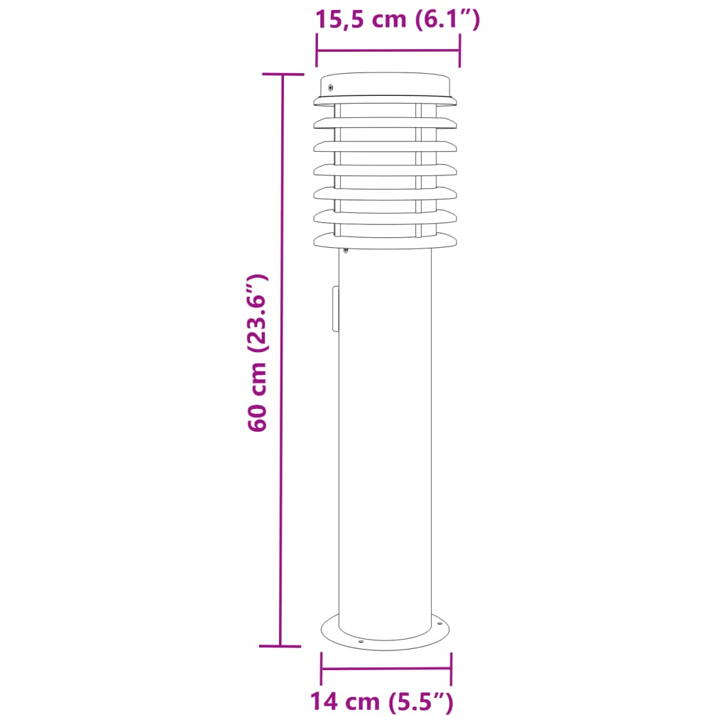 vidaXL Vanjska podna svjetiljka s utičnicom srebrna 60 cm čelična