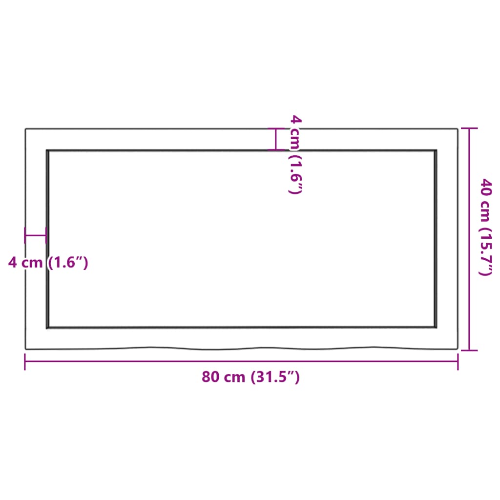 vidaXL Stolna ploča 80x40x(2-4) cm od netretirane masivne hrastovine