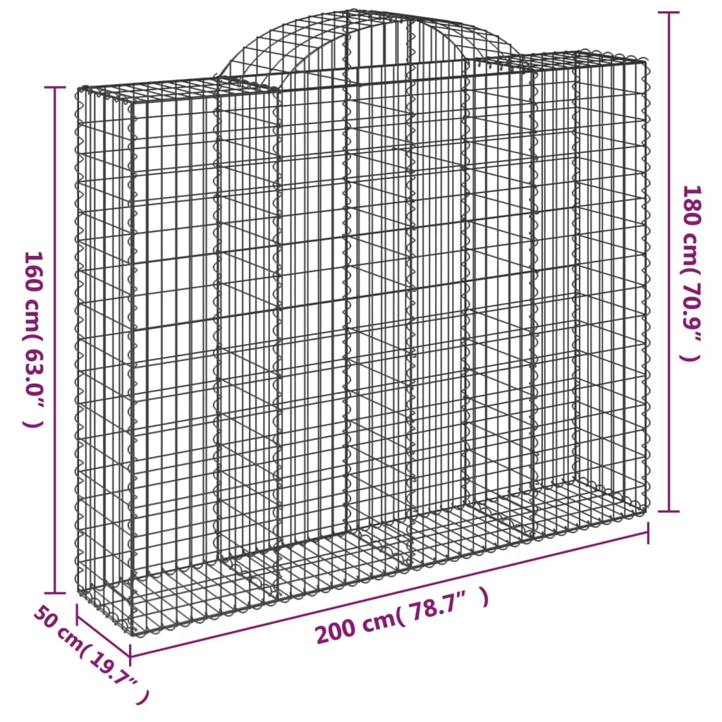 vidaXL Lučne gabionske košare 9 kom 200x50x160/180cm pocinčano željezo