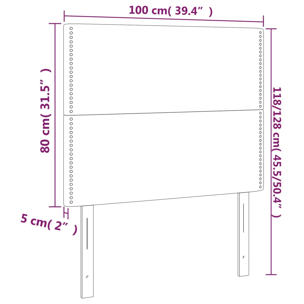 vidaXL Uzglavlja 2 kom krem 100x5x78/88 cm od umjetne kože